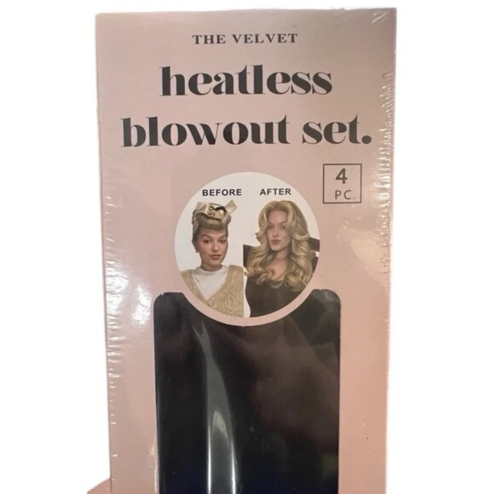 YOSHUYUKI Velvet Heatless Blowout Set 4‎ PC Hair Curlers In Black Stronger Hair